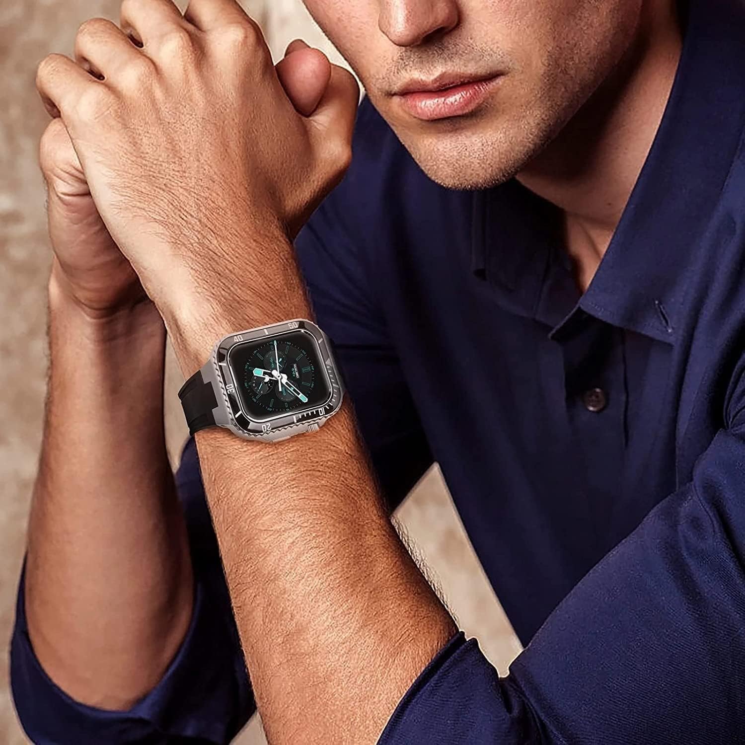 EKSIL プレミアム合金保護ケース修正キットシリコン時計ストラップ